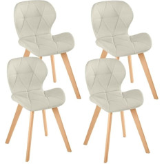 Idmarket - Set mit 4 Esszimmerstühlen aus Stoff, Beige