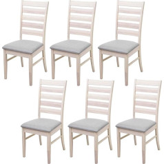 Mendler HWC-G47 Dining Room Chairs Set of 6 Kitchen Chairs Fabric / Textile Solid Wood Light Frame Grey