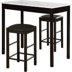 Linon Black Faux Marble Tavern Set - 3 Pieces