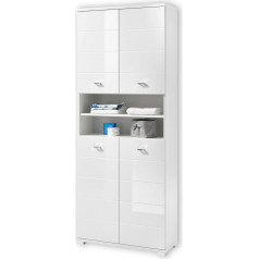 Stella Trading Pool Bathroom Tall Cabinet in White - Modern Bathroom Cabinet with Lots of Storage Space - 76 x 190 x 31 cm (W x H x D)
