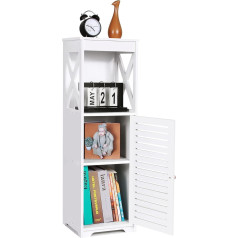 Oudie Waterproof Bathroom Cabinet White Bathroom Storage Shelf Organiser with Daily Layer and 1 Cabinet Door (X Style)