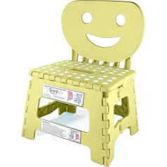 Helperfect 2-in-1 Folding Children's Chair & Step Stool with Backrest - Sturdy Step, Secure Seat, Easy to Use - Also Perfect for Kitchen or Bathroom (Yellow)