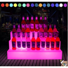 Lpryao LED Wine Bottle Rack, Lighted LED Shelf for Spirit, Liquor Bottles with 7 Colors and Remote Control for KTV Party Bar Hotel House (White, 2 Tiers)