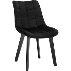 Eugad 0656BY-1 1 x Dining Room Chair, Upholstered Chair, Kitchen Chairs, Retro Chair, Make-Up Chairs, Velvet and Wooden Legs, Beech, for Kitchen, Dining Room, Black