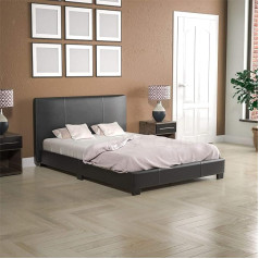 ‎Vida Designs Vida Designs Lisbon Double 4ft Bed Frame Upholstered UKFR Faux Leather Headboard Low Foot End Bedroom Furniture Black