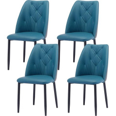 Iululu Esszimmerstühle aus PU-Leder, modern, mit Eisen-Metall-Beinen und gepolstertem Sitz für Küche, Bar, Theke, 4 Stück, Marineblau