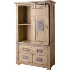 Massivmoebel24.De Highboard Cabinet Mango Wood Solid Wood 1 Door 4 Drawers 90 x 150 White