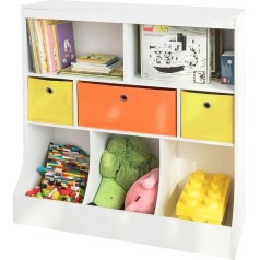 Sobuy KMB26-W Children's Bookcase with 5 Shelves and 3 Fabric Boxes Toy Shelf Storage Shelf for Children Toy Organiser White W x H x H x H x H x D x H x W x H x H x W x H x H x W x H x H