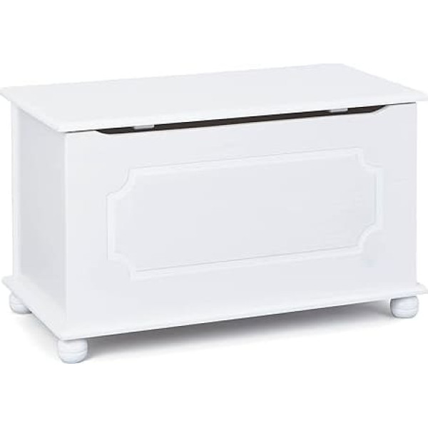 Inter Link - Toy Chest - Toy Box - Seat Chest - Storage Chest - Container Bench - Children's Room - Bench with Storage Space - Solid Pine - Painted White - Emel