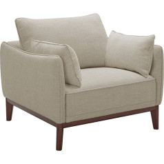 Stone & Beam Amazon Brand - Stone & Beam Hillman Mid-Century Living Room Armchair with Wooden Frame and Legs - Ivory - 39