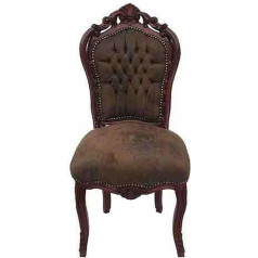 Casa Padrino Baroque Dining Room Chair Brown / Brown Leather Look