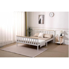 ‎Starlight Beds Starlight Beds Somnium Premium Solid Pine Bed Frame, Improved and Stronger Design, White Natural Plate, 4ft6 Double, White