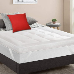 Mightysoft Mattress Topper Single Bed - 4 Inch Thick, Quilted Extra Deep Single Bed Mattress Topper, Breathable Microfibre Mattress Topper with Elastic Straps (850 GSM Filling)