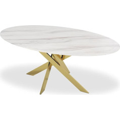Menzzo Greenwich Round and Oval Tables, White, L180 x D90 x H75 cm, Glass Thickness: 1.2 cm