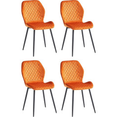 Casa Vital Melia Dining Chairs, Set of 4, Soft Fabric Padding, Foam Filling, Back Stitching, Metal Legs, 48 x 59.5 x 86 cm, 120 kg Max (Orange)