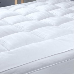 Threads For Bed ® Mattress Topper Underbed 150 x 200 cm, Thicker Mattress Topper for Comfortable Sleeping Made of Breathable Cotton Fabric; Mattress Protector Anti-Allergic Mattress Topper White