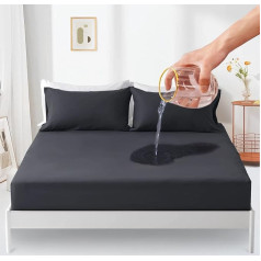 ‎Sufdari Sufdari Mattress Protector Waterproof 180 x 200 cm Fitted Sheet Breathable Mattress Topper Incontinence Pad Waterproof Mattress Cover Protection Moisture Protection Fitted Sheet Anthracite Grey