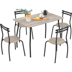 Relax4Life Dining Table with 4 Chairs Set, 5-Piece Dining Room Set with Metal Frame, Seating Set for 4 People, Dining Room Set for Dining Room, Kitchen, Living Room