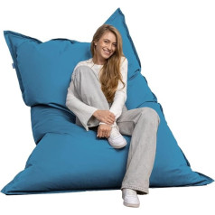 Bruni Caree Giant Bean Bag in Blue - Rectangular XXL Bean Bag with 140 x 180 cm and 400 L Filling, Bean Bag with Inner Cover, Reclining Bag, Removable Cover, Suitable for Indoor and Outdoor Use, from