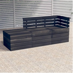Lvssiao Gartenlounge Outdoor Terrasenmöbelset, 3-TLG. Garten-Sofagarnitur aus Paletten Kiefernholz Dunkelgrau solide Konstruktion für den täglichen Gebrauch geeignet