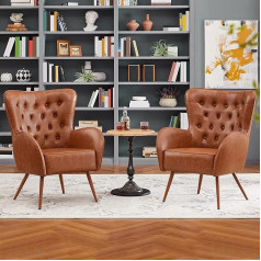 Yaheetech Set of 2 Recliner Chairs, Faux Leather, Vintage Recliner Chair, Wing Chair with High Backrest, Upholstered Chair, Reading Chair, Maximum Load 136 kg, Lounge Chair