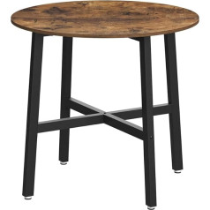 Vasagle , Industrial Dining Table for Living Room, Office, Round Table Top, Alloy Steel, Brown, 31.5 x 31.5 x 29.5 Inches