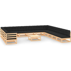 Homgoday 14-TLG. Gartenlounge Set Gartensofa Gartenmöbel Set Sitzgruppe mit Kissen Balkonmöbel Gartengarnitur Gartenlounge Sitzgarnitur Loungemöbel Kiefer Massivholz#2