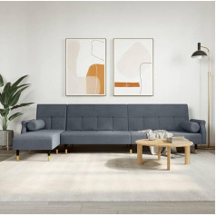 Lapooh Sofa Bed in L-Shape, Dark Grey, 271 x 140 x 70 cm, Velvet Sofas & Couches, Couch, Sofa, Living Room, Sofa for Teenager's Room, Relax Sofa, Sofa for Bedroom, Upholstered Sofa, 3157222