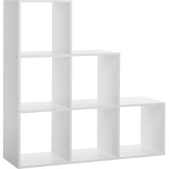 Homestyle4U 1943 Room Divider Shelf White Standing Shelving System Bookcase Wooden Shelf