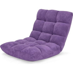 Giantex Floor Chair, Padded Folding 14-Level Adjustable Floor Cushion with Backrest, Lazy Sofa Meditation Chair Window Chair (Purple)