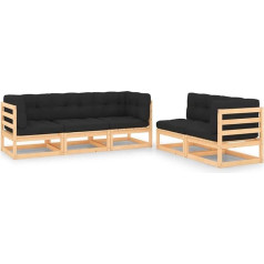 Homgoday 5-TLG. Gartenlounge Set Gartensofa Gartenmöbel Set Sitzgruppe mit Kissen Gartengarnitur Balkonmöbel Loungemöbel Gartenlounge Sitzgarnitur Kiefer Massivholz#4
