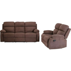 Vente-Unique Venta-unica Tolzano Relax Sofa with 3 + 2 Seater Fabric Brown