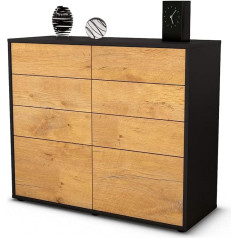 Stil.zeit Celeste Sideboard / Body Anthracite Matt/Front Wood Design Oak (92 x 79 x 35 cm) Push-to-Open Technology & Smooth Running Rails