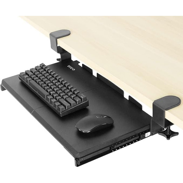 Vivo VIVO Small Computer Keyboard and Mouse Clamp Bracket for Under Desk Mount Compact 50 (66 including Clamps) x 11 Inch Extendable Platform Drawer Black MOUNT-KB05ES