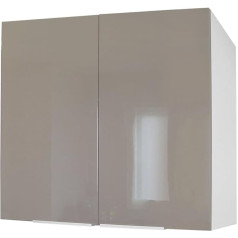 Berlioz Créations Berlenus Top Kitchen Cabinet with 2 Doors, Taupe Haute Brillance, 80 x 33