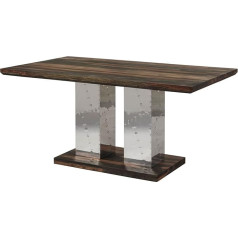 Massivmoebel24.De Tambora Dining Table Made of Solid Wood #422 with Metal Legs, Made of Sheesham Wood, Strong Grey, Oiled, 200 x 100 cm, Coffee Table Solid Wood Table