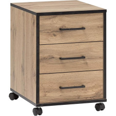 Möbelpartner Montana 146466 Rolling Container, Wooden Decoration, Oak Country House Decor, 40.1 x 50 x 57 cm