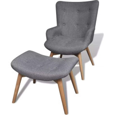 Nishore Armchair with Footstool, Retro Upholstered Chair, Armchair, Relaxing Chair, TV Chair, Living Room Chair with Stool, Living Room Fabric Chair, 57 x 68.5 x 87.5 cm
