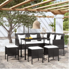 Hommdiy 5-Piece L-Shaped Sofa Set with Cushion Poly Rattan Black