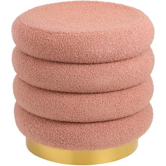 Baroni Home Sherpa Stool Macaron Shape Padded Footstool Durable and Durable Indoor Bedroom Living Room Accessories 41 x 38 x 38 cm