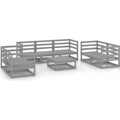 Guyana 8-TLG. Garten-Lounge-Set Balkon MöBel Lounge Set Lounge-Sofagarnitur Garten MöBel DraußEn Gartenlounge-Set Grau Kiefer Massivholz 3075456