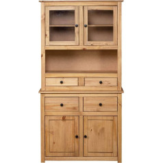 Tidyard Kitchen Cabinet Wooden Buffet Cabinet Highboard Crockery Cabinet Dining Room Cabinet Sideboard Showcase Cabinet Vintage 93 x 40.5 x 180 cm Pine Solid Wood