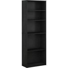 Furinno JAYA Einfaches Bücherregal, holz, schwarz, 24.13 x 24.13 x 180.85 cm