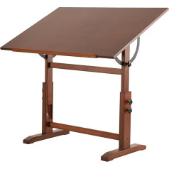 Viswin 76 x 107 cm Extra Large Wooden Drawing Table, Height and Angle Adjustable, Artist Table Made of Solid Pine Wood for Drawing, Flat Tilt, Studio Craft Table for Painting