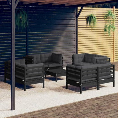 Guyana 9-TLG. Garten-Lounge-Set mit Anthrazit Kissen Gartenlounge Set Gartenlounge Outdoor GartenmöBel Lounge Set Sitzgruppe Mit Kissen Kiefernholz 3096068