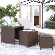 ‎Auuijkjf AUUIJKJF Tische Nisttische 3 Stück braune Polyrattan-Möbel