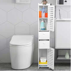 Cocoarm Bathroom Shelf, Bathroom Cabinet, Bathroom Cabinet, Wood Plastic Top, Corner Cabinet with 2 Drawers, Storage Shelf, Room Organiser, 20 x 20 x 118 cm