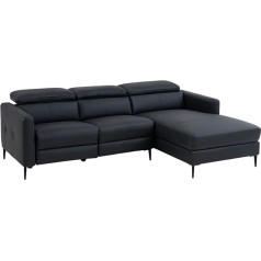 Vente-Unique FUSETA Corner Sofa with Electric Relaxation Function - Right Corner - Leather - Black