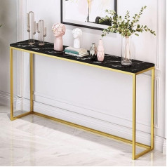 ‎Nizame NIZAME 11.8 Inch Wide Rectangular Console Table in Brass, Metal Iron Entrance Table, Sturdy Base for Living Room and Bedroom (Colour: Black, Size: 100 x 30 x 83 cm)