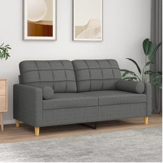 JUNZAI 2-Sitzer-Sofa mit Zierkissen Dunkelgrau 140 cm Stoff, Sofas & Couches, Sofa Wohnzimmer, Sofa Für Jugendzimmer, Relaxsofa, Sofa Für Schlafzimmer, Polstersofa 3200783